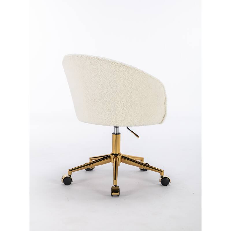 White Vanity Chair Computer Chair with Wheels, Exquisite Adjustable Height Armchair Swivel Chair for Study Room