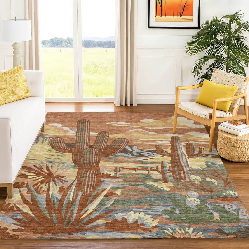 Machine Washable Indoor/ Outdoor Southwestern Mesa Chantille Rug