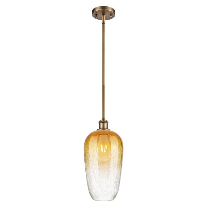 Innovations Lighting Endless Possibilities Ballston - Brookhaven Flute - 1 Light 7" Stem Hung Mini Pendant - Brushed Brass/Amber