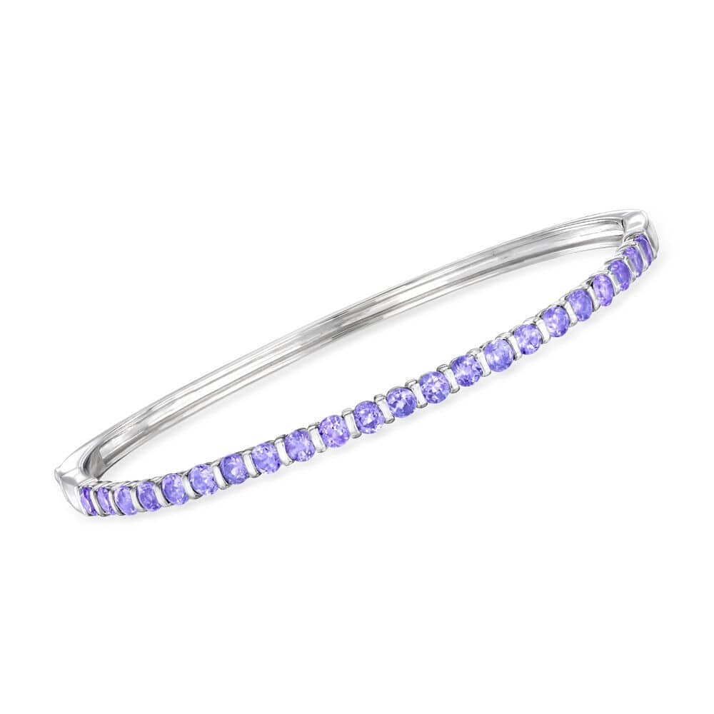 Pinctore Sterling Silver Tanzanite Gemstone Bangle for Women