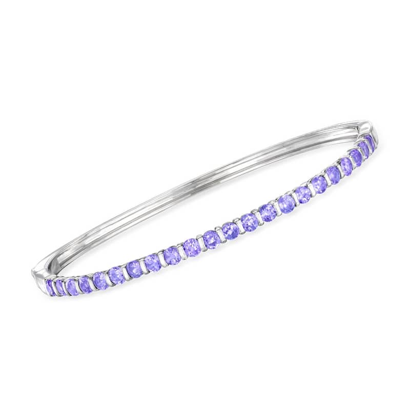 Pinctore Sterling Silver Tanzanite Gemstone Bangle for Women
