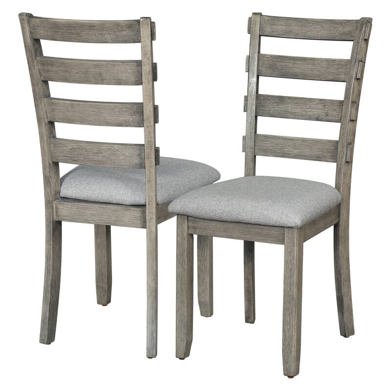 Gray 6-Piece Wooden Dining Table Set with Geometric Tabletop & 4 Chairs