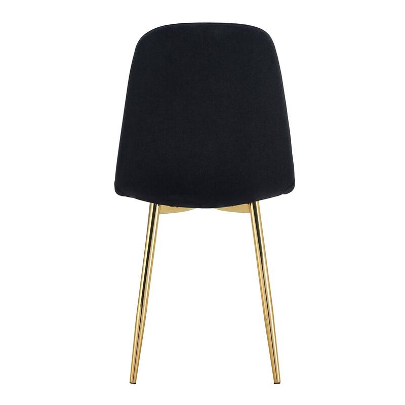 Set of 4 Linen-Cotton Material High Resilience Dining Chair with Metal Leg