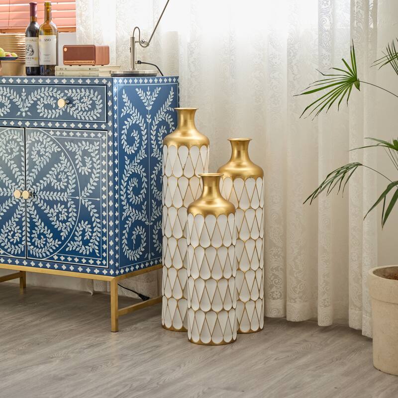Hand-Woven PVC Rattan Floor Vase