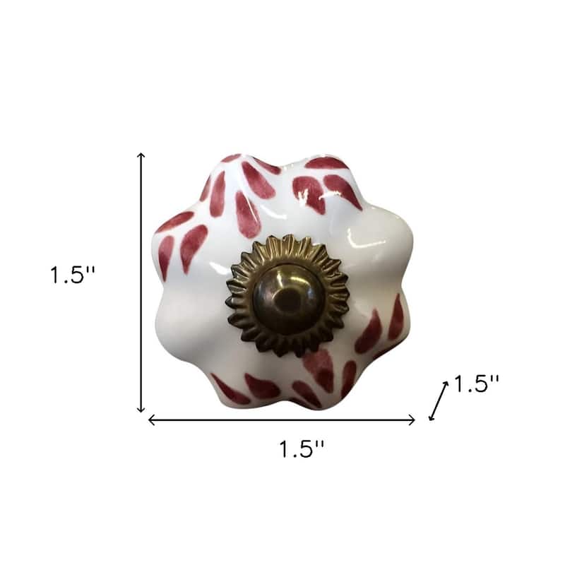 1.5" X 1.5" X 1.5" White Burgundy And Copper Knobs 12 Pack
