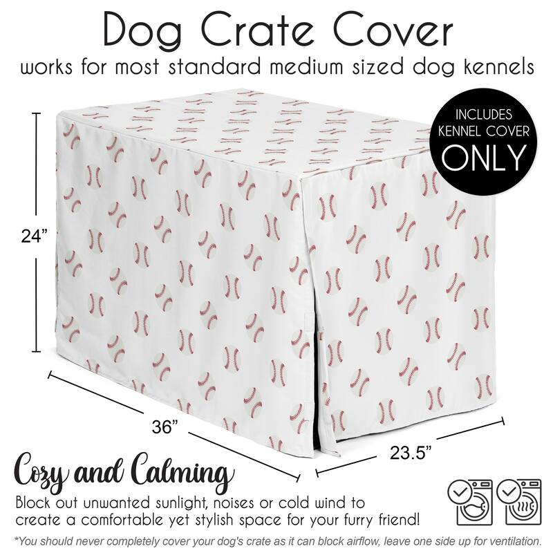 Sweet Jojo Designs Red White Baseball Sports Collection Dog Crate Kennel Cover 36in. - Americana Sport