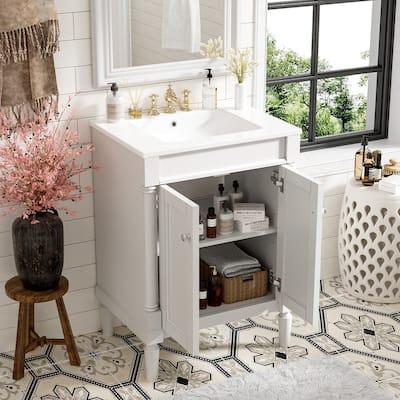Single Sink Bathroom Vanity Cabinet / 24" Bathroom Vanity with Sink