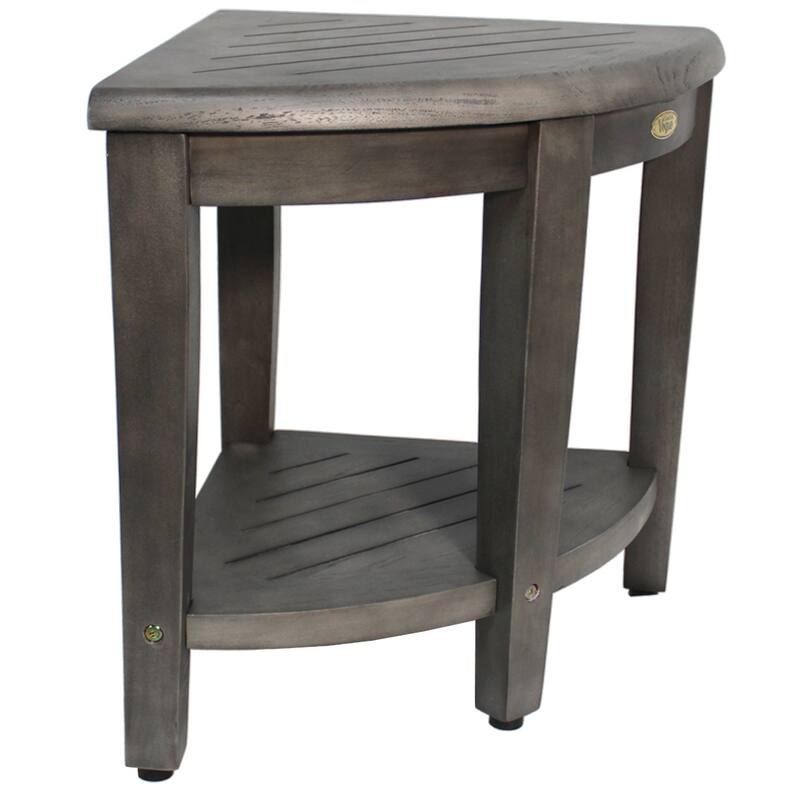 CoastalVogue SnazzyCorner Antique Gray 18" Shower Bench with Shelf - 22