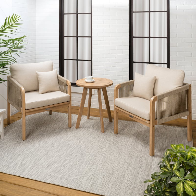 Acacia Outdoor Patio Set with Cushions & Decorative Pillows, by JONATHAN Y