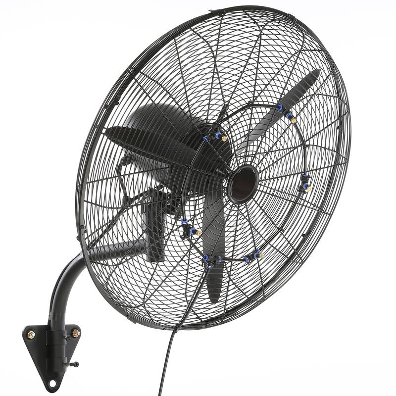 Wall-Mount Misting Fan, 24 Inch, 3-speed High Velocity Max, 7000 CFM, Waterproof Oscillating Industrial Wall Fan