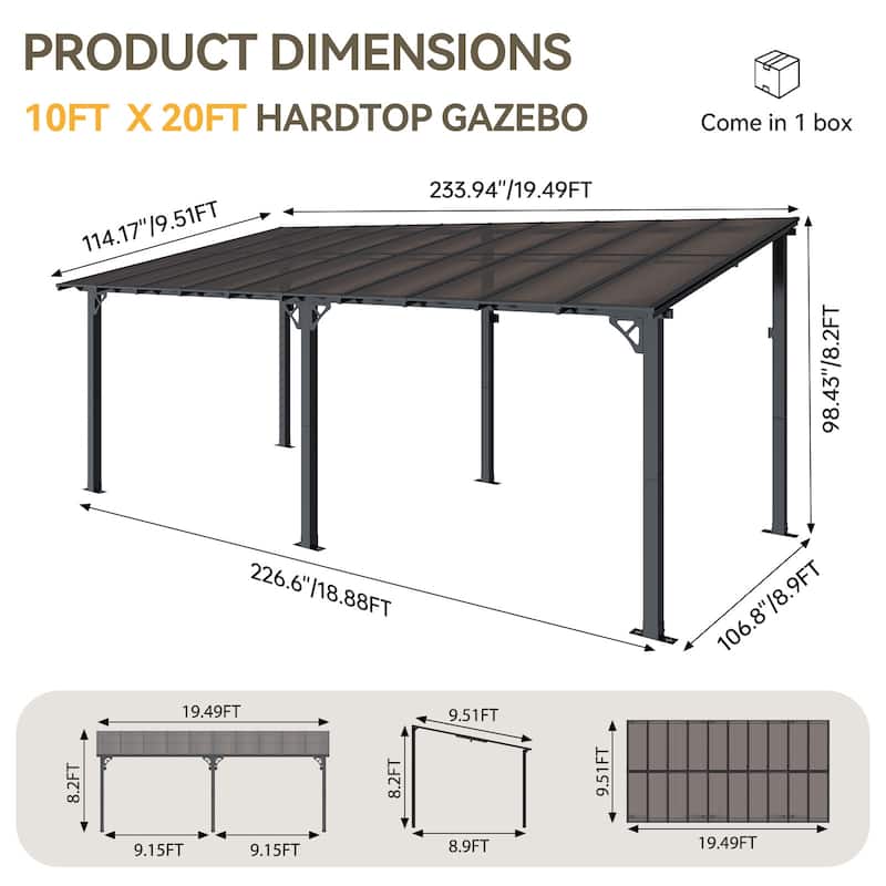 Gazebo for Patio, Gazebo Pergola with Sloped Roof