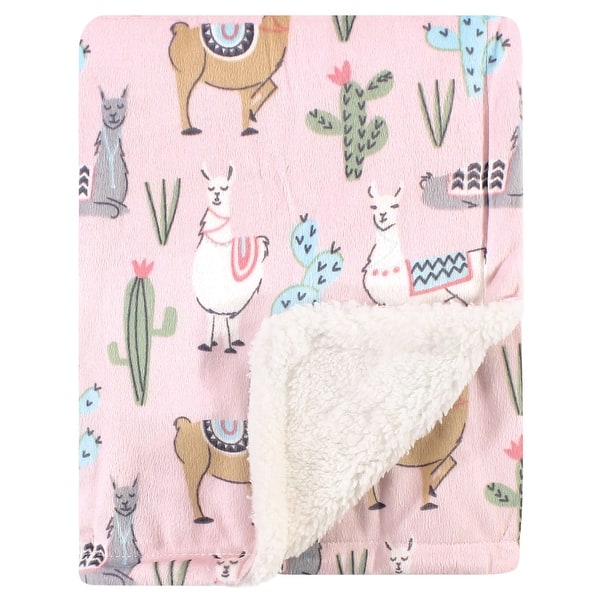 slide 1 of 1, Hudson Baby Infant Girl Plush Blanket with Faux Shearling Back, Llama, One Size - Llama - One Size One Size - Llama