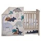preview thumbnail 2 of 9, Lambs & Ivy Dino-Might 3-Piece Blue/Gray Dinosaur Nursery Baby Crib Bedding Set