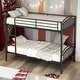 preview thumbnail 1 of 47, Twin Over Twin Metal Bunk Bed with Ladder, Divided into 2 Beds Black