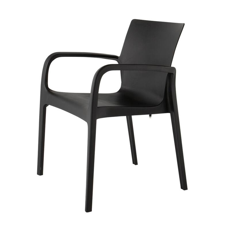 HomeRoots Set of Two Black Heavy Duty Plastic Outdoor Stacking Dining Chairs