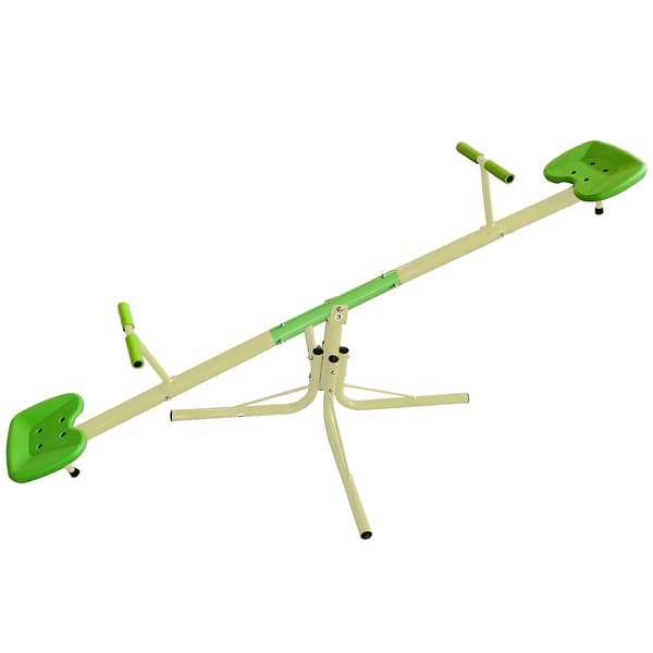 slide 2 of 20, Upgraded Seesaw,Swiveling 360 Degrees Toddlers Sit and Spin Teeter Totter, Kids Outdoor Play Equipment for Backyard Playground Light Yellow