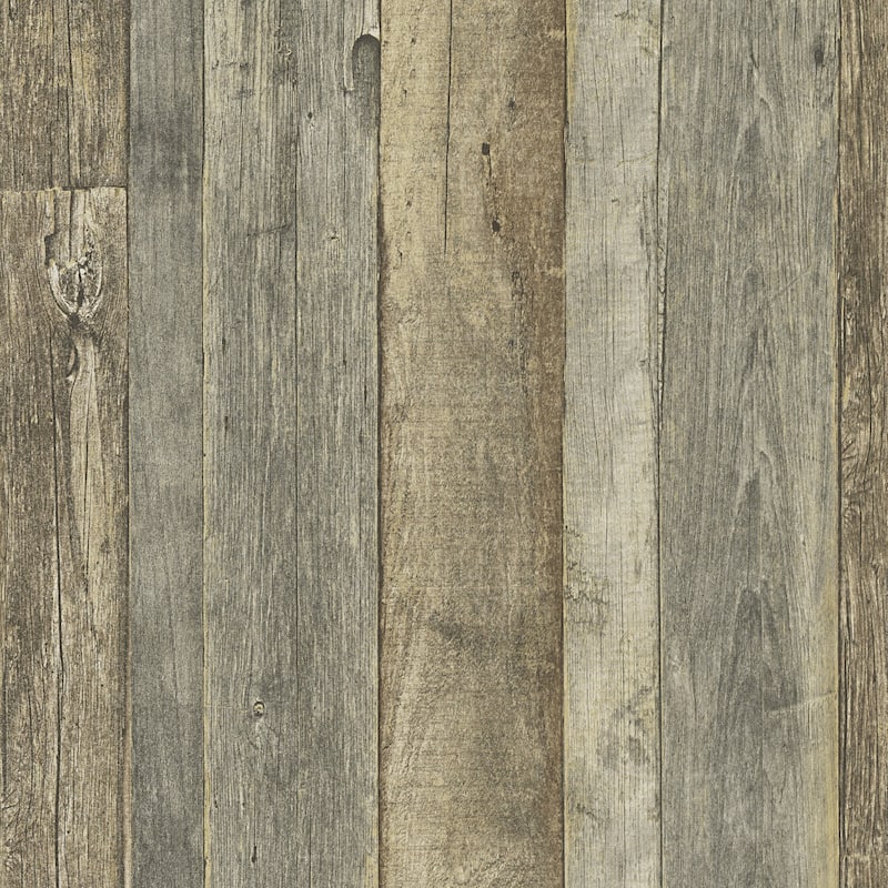 Galerie Wallcoverings Woods and Wicker Collection Reclaimed Wood Effect Matte Finish Vinyl on Non-woven Wallpaper Roll - 33-feet long x 21-inches wide - Beige
