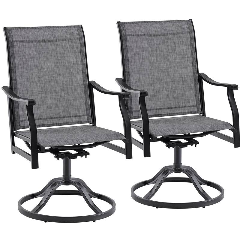 360 Swivel Patio Dining Chair Outdoor Dining Chairs Set of 2 - Dark Gray