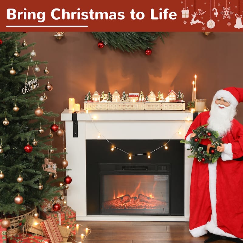 HOMCOM Christmas Calendar with 24 Drawers, Reusable Lighted Wood-Effect Countdown to Christmas Calendar with Village Scene
