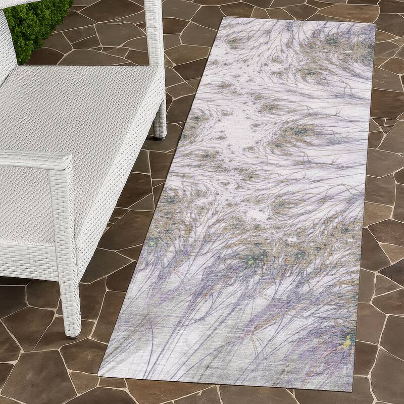Machine Washable Indoor/ Outdoor Modern Cheraw Chantille Rug - Lavender - 2'3" x 7'6"