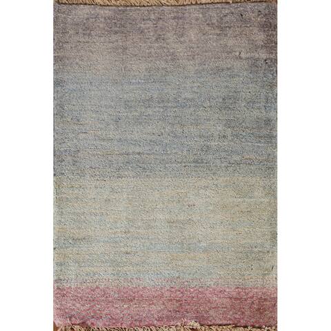 Modern Gabbeh Kashkoli Oriental Rug Hand-knotted Wool Carpet - 1'7" x 2'3" Square