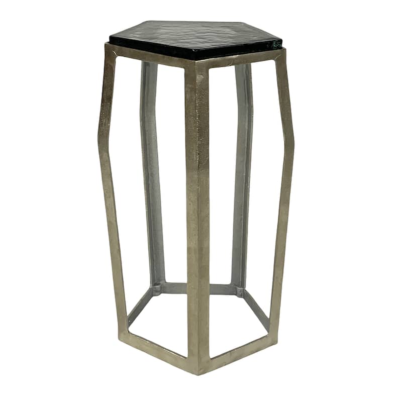 Marble Side Table Metal Frame Modern Narrow Accent for Home Decor