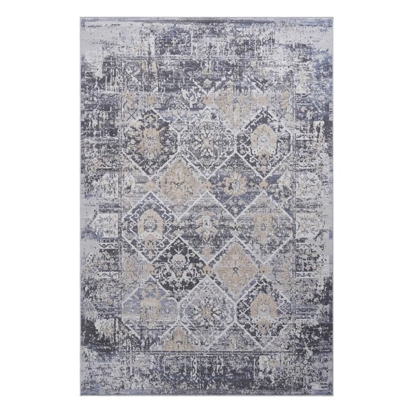 slide 2 of 7, LOOM & LUXE Collection Grey/Blue/Traditional Non-Shedding Area Rug 120" D x 93" W x 0.28" H