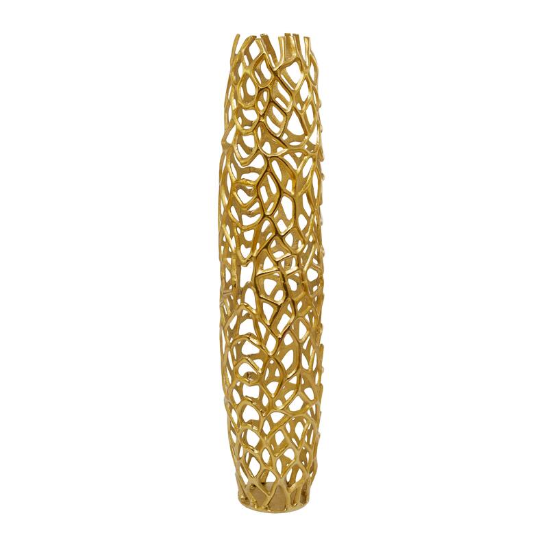 Gold Aluminum Metal Cutout Coral Decorative Vase
