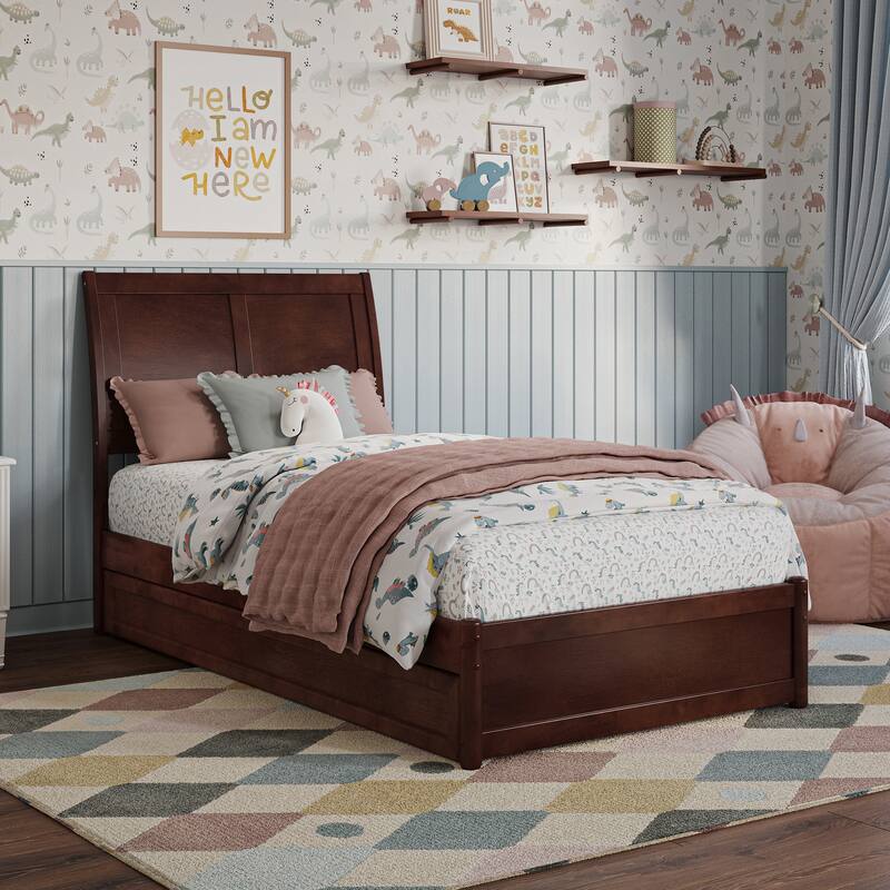 Andorra Platform Bed with Panel Footboard and Twin Trundle