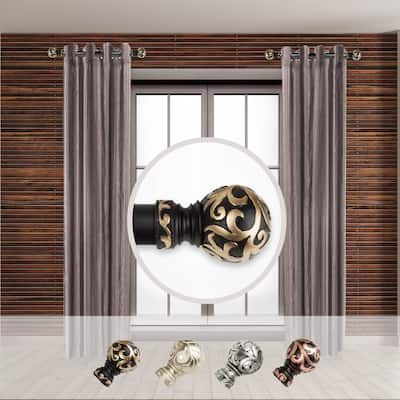 1 Inch Curtain Rod Set - 2 Steel Rods with Resin Finials - Elegant Window Decor - 20