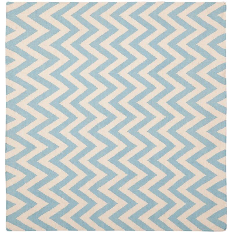 SAFAVIEH Handmade Flatweave Dhurries Naira Modern Wool Rug - 8' Square - Blue/Ivory