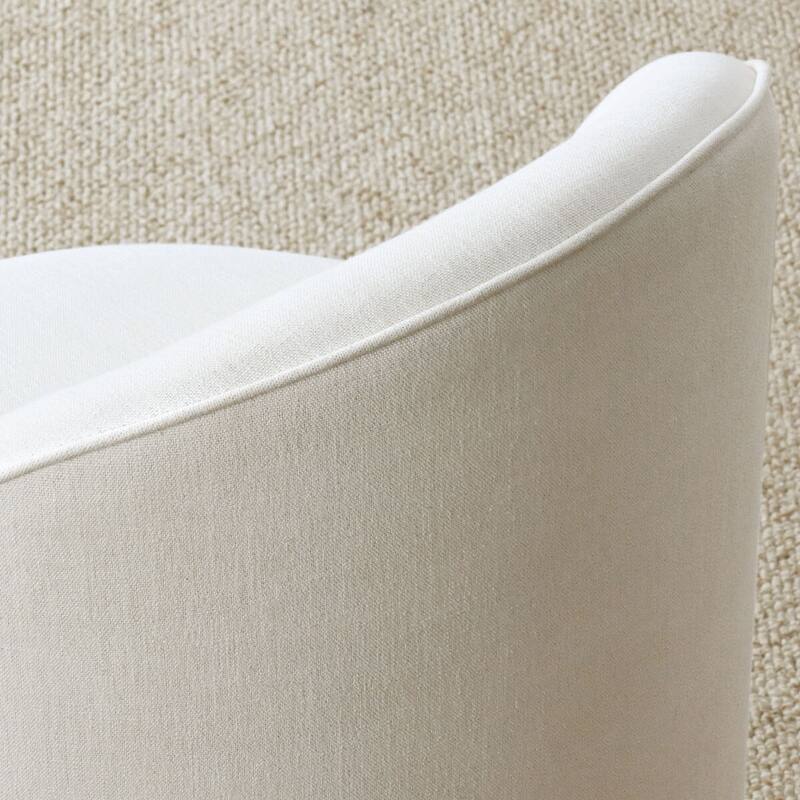 Upholstered Barrel Linen Dining Chair with Casters(Set of 4)