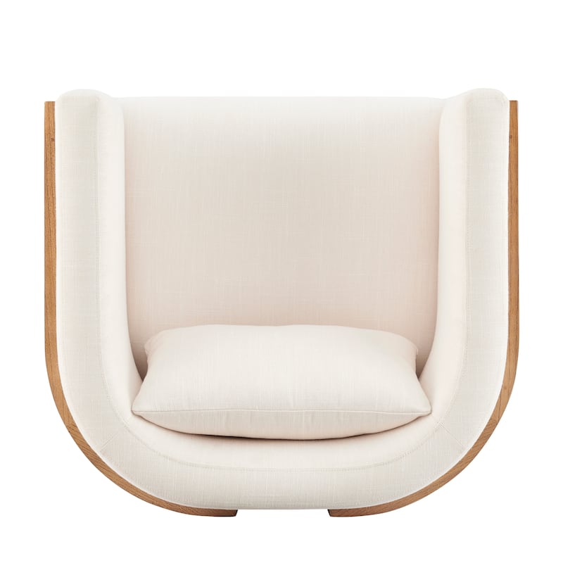 NPD Furniture Velma Linen Accent Arm Chair with Rattan