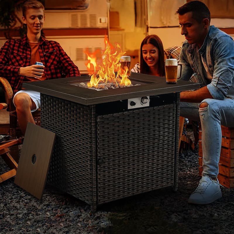 Outdoor Propane Fire Pit Table - 55000 BTU, Adjustable Flames - Square