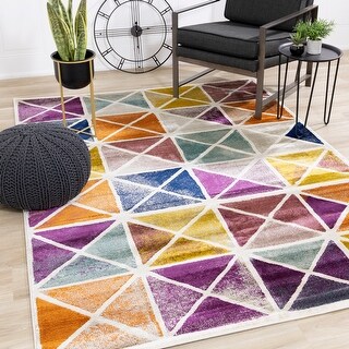 Bright Tile Rug Modern & Contemporary Indoor Polypropylene Area Rug | Overstock.com