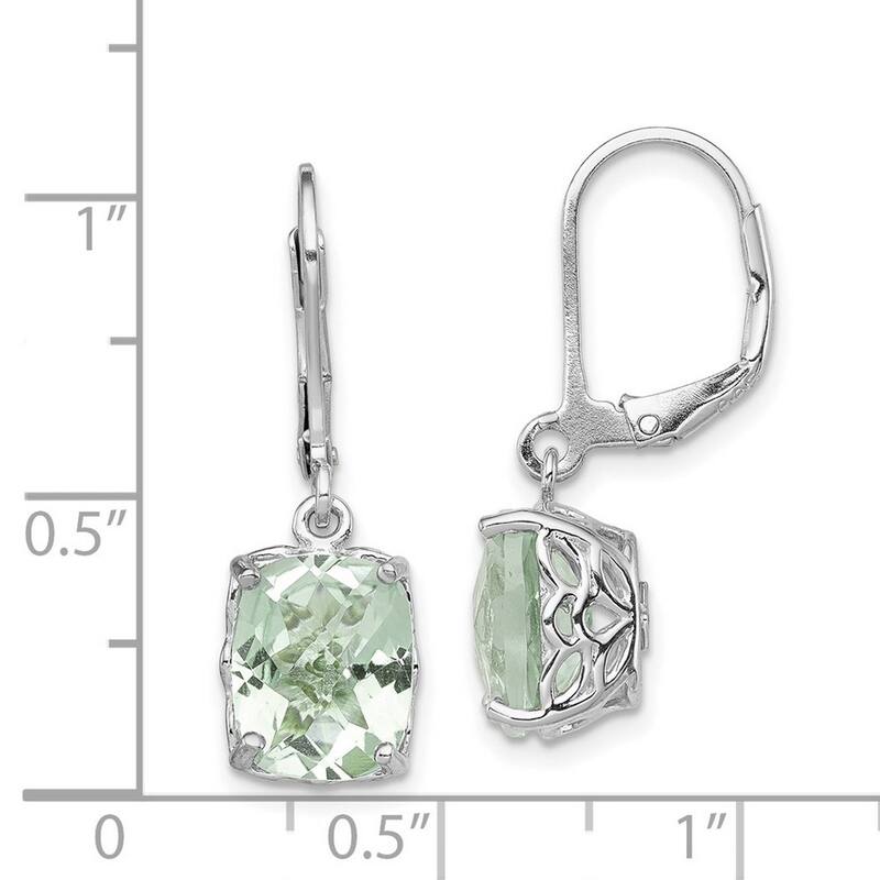 Curata 925 Sterling Silver Green Quartz Dangle Polished Leverback Earrings 26x8mm