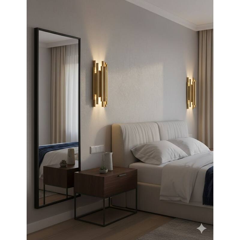 8-Light W7.4'' Gold Stainless Steel LED Rod Wall Sconce