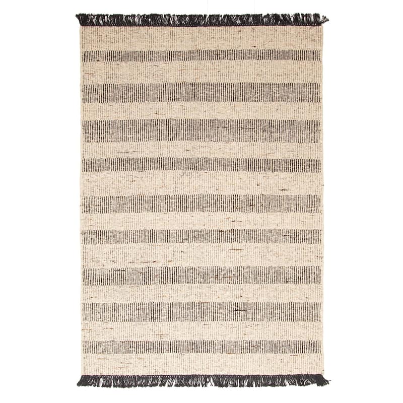 ECARPETGALLERY Braid weave Sienna Beige Wool Rug - 5'2 x 7'6