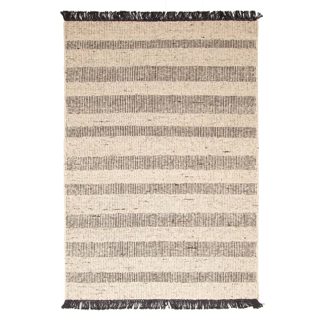 ECARPETGALLERY Braid weave Sienna Beige Wool Rug - 5'2 x 7'6