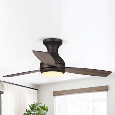 48" Bronze 3-Blade Integrated LED Flush Mount Ceiling Fan with Remote