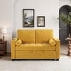 preview thumbnail 111 of 140, 3-in-1 Corduroy Sleeper Sofa Pull-Out Bed Convertible Adjustable Loveseat with USB Port