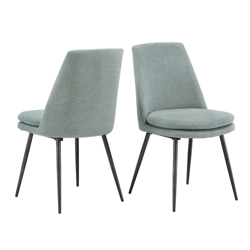 Saki Upholstered Dining Chairs (Set of 2) by iNSPIRE Q Modern - Iron Grey Metal Legs - Blue Chenille Fabric