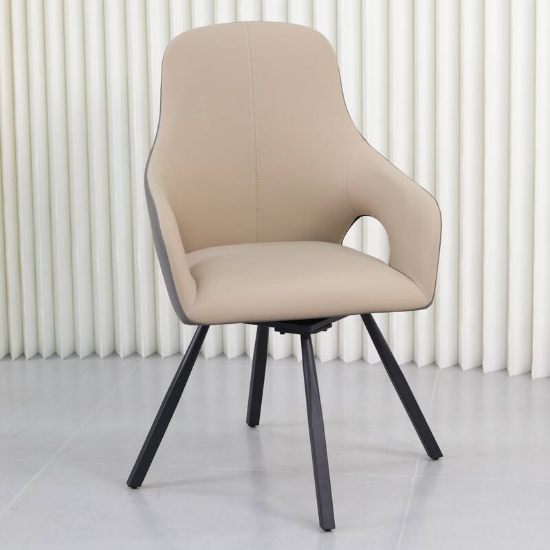 Two-tone Microfiber Leather Upholstered Rotatable Dining Chairs (Set of 2) - 22.83" W x 19.69" D x 36.61" H