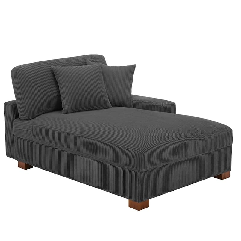 Upholstered Corduroy Chaise Lounge Chair With Pillow, Chaise Lounges For Interior