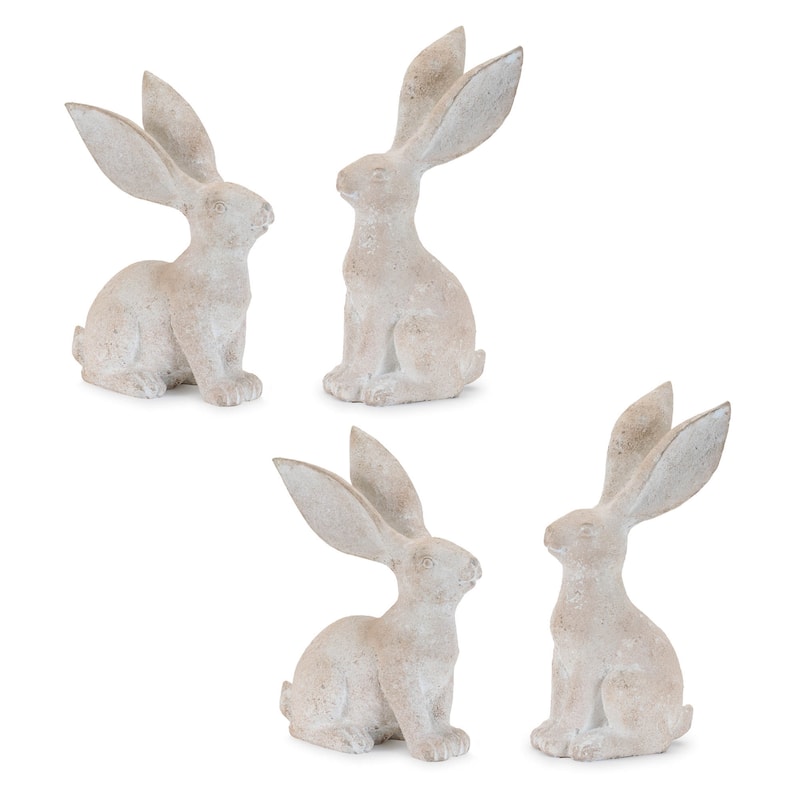 HomeRoots Set of Four Beige Polyresin Rabbit Figurines - 6.70 in. x 10.00 in. x 4.20 in.