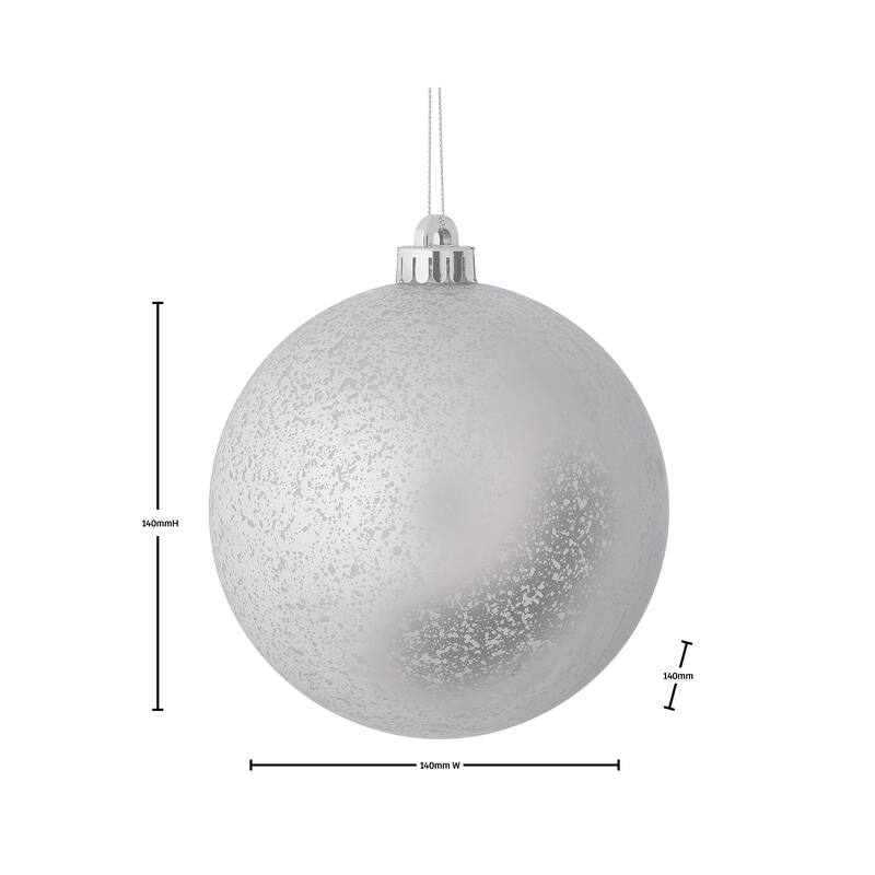 140mm Shatterproof Plastic Matt Mercury Ball Ornament Set of 2