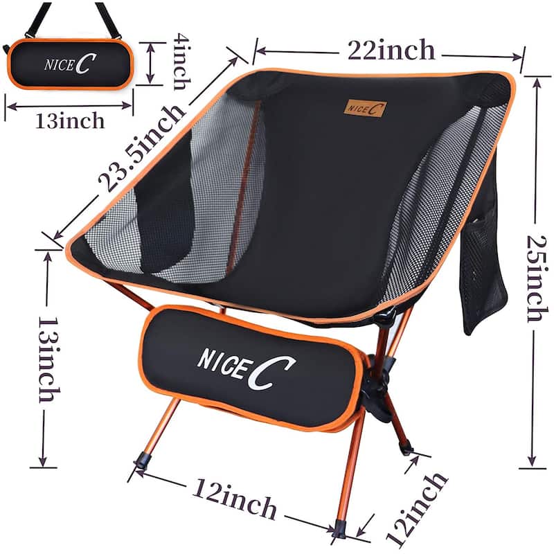 Ultralight Portable Folding Camping Backpacking Chair Compact & Heavy Duty Outdoor, Camping, with 2 Storage Bags&Carry Bag