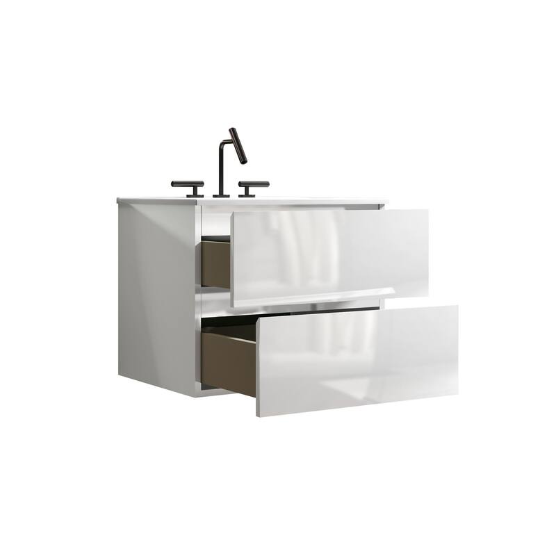 24" Wall Mount Bathroom Vanity with Ceramic Sink