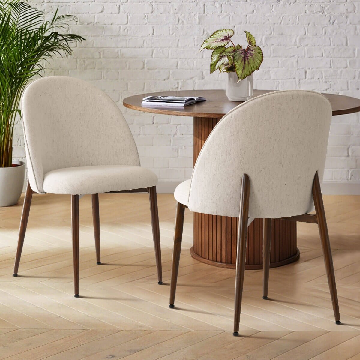 Modern Upholstered Dining Side Chairs with Metal Legs (Set of 2