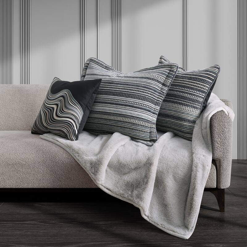 Parallel 18" Square Decorative Throw Pillow - Polyester - Black - Accent